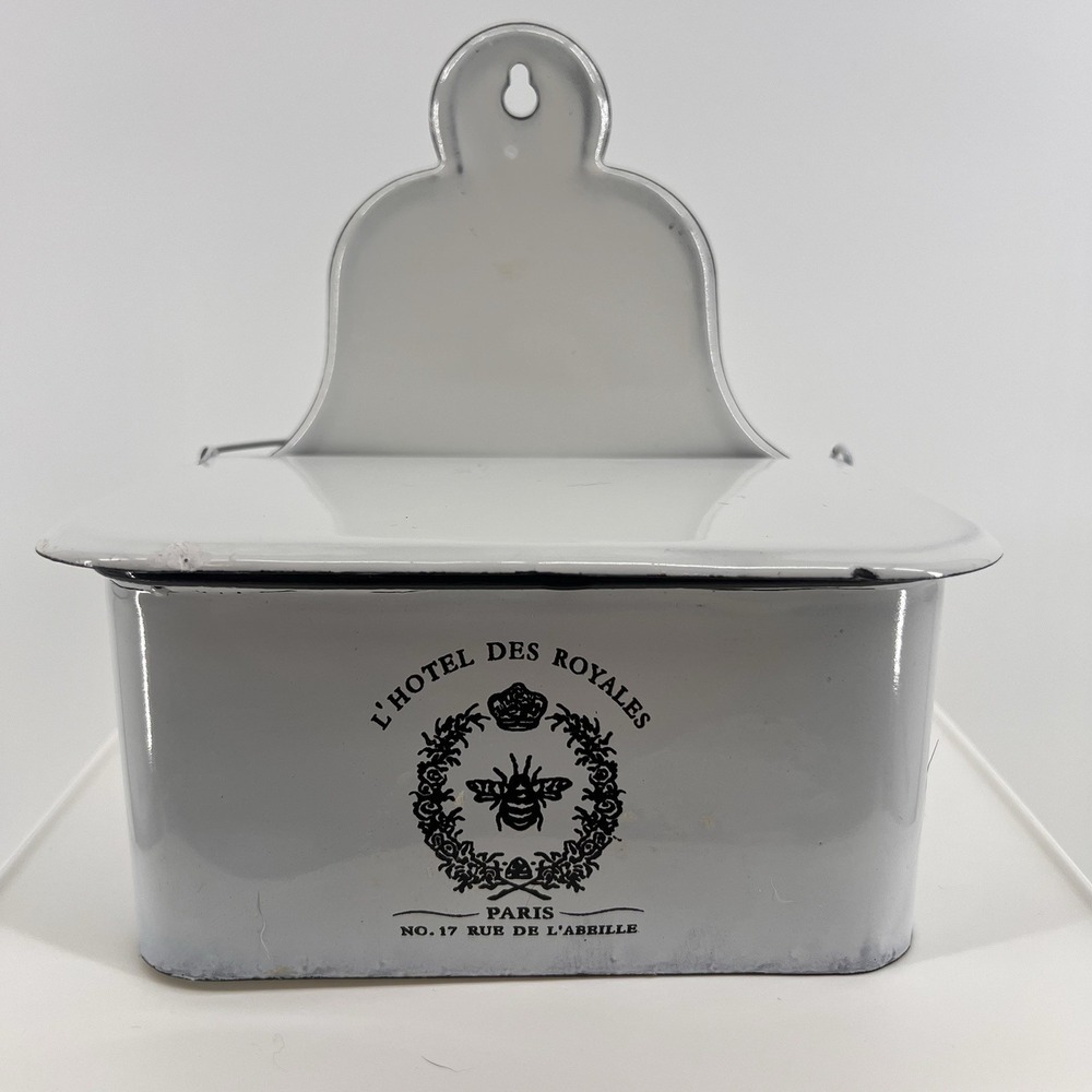 L'hotel Des Royales Paris Hanging White Enameled Hinged Metal Box